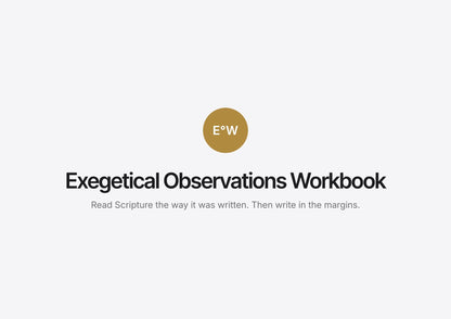 Exegetical Observations Workbook